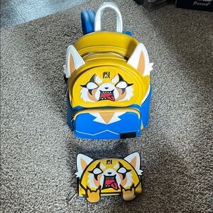 Aggretsuko Yellow and Blue Backpack and Wallet Set